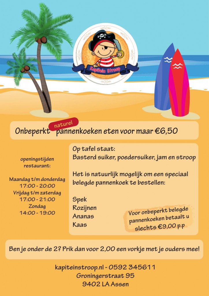 Menukaart kapitein Stroop pannenkoeken Assen